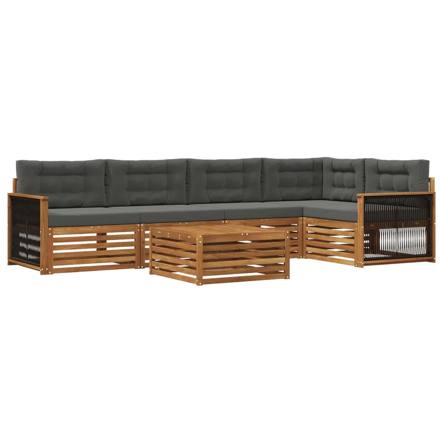 Ensemble de canapés d'extérieur 6 pcs Naturel et Anthracite - 2