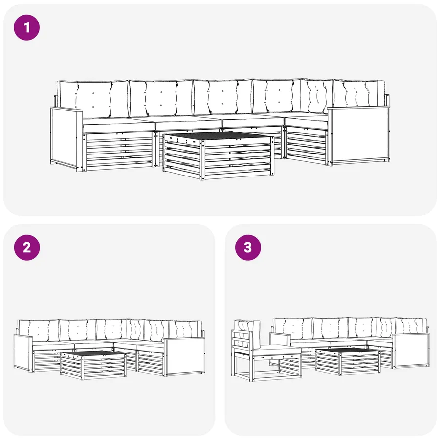 Ensemble de canapés d'extérieur 6 pcs Naturel et Anthracite - 7