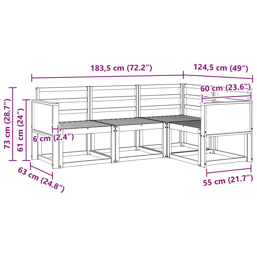Ensemble de canapés d'extérieur 4 pcs Naturel - 6