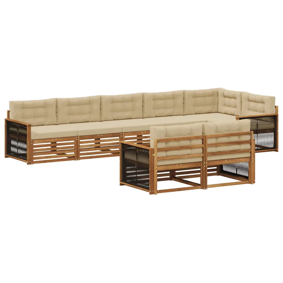 Ensemble de canapés d'extérieur 8 pcs Naturel et Beige - 2