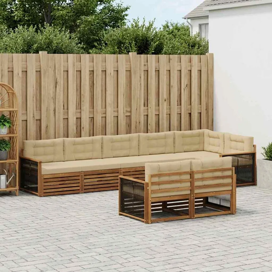 Ensemble de canapés d'extérieur 8 pcs Naturel et Beige - 3