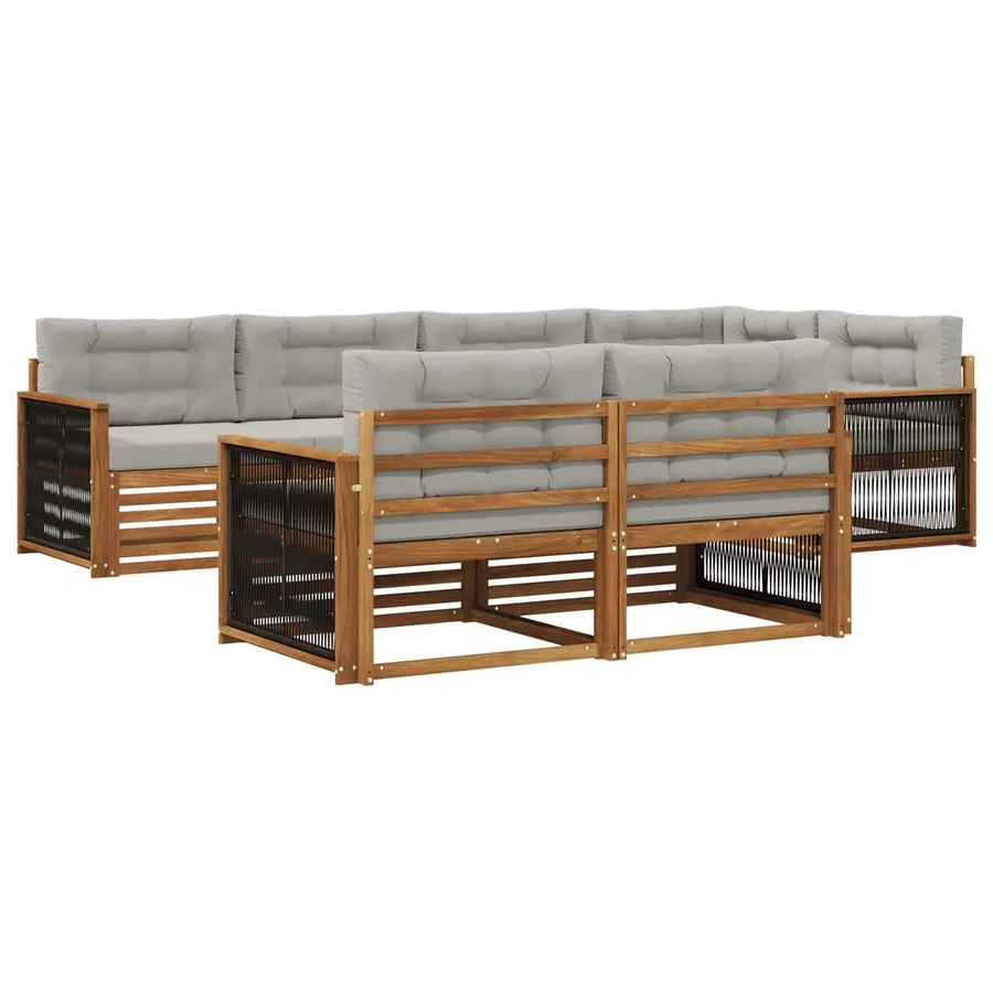 Ensemble de canapés d'extérieur 7 pcs Naturel et gris clair - 2