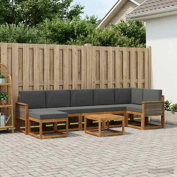 Ensemble de canapés d'extérieur 8 pcs Naturel et Anthracite