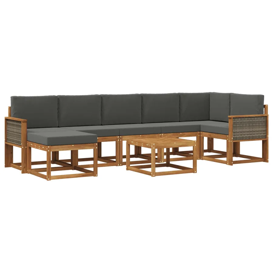 Ensemble de canapés d'extérieur 8 pcs Naturel et Anthracite - 2