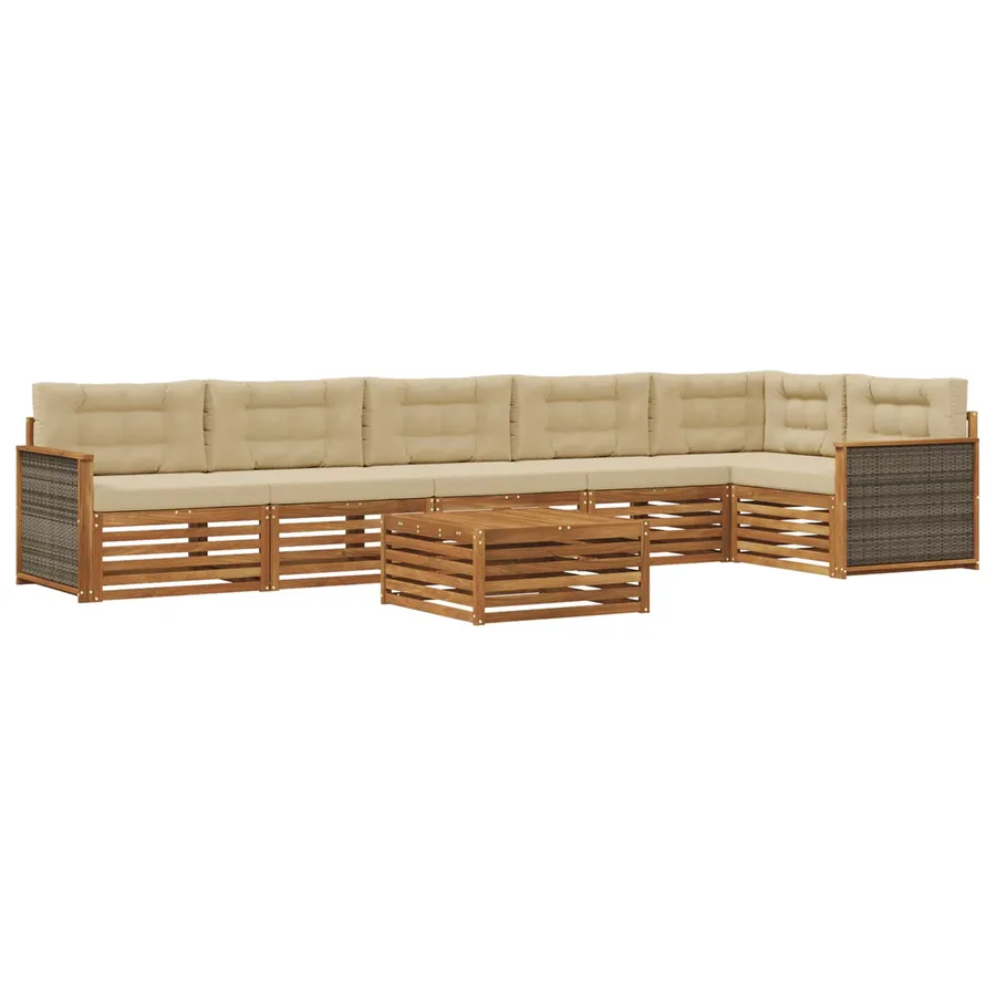 Ensemble de canapés d'extérieur 7 pcs Naturel et Beige - 2