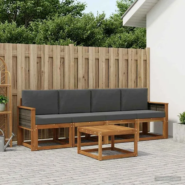 Ensemble de canapés d'extérieur 4 pcs Naturel et Anthracite