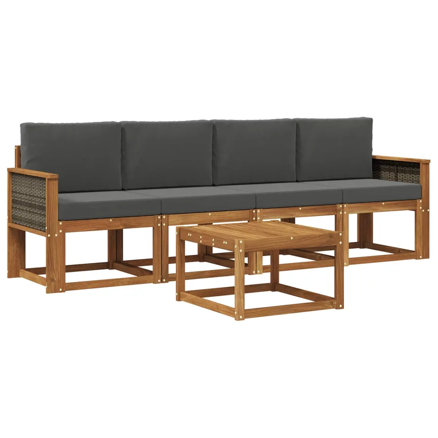 Ensemble de canapés d'extérieur 4 pcs Naturel et Anthracite - 2