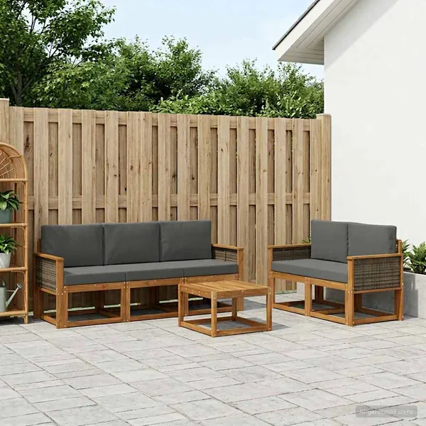 Ensemble de canapés d'extérieur 6 pcs Naturel et Anthracite