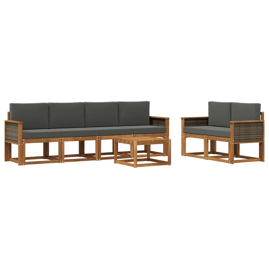 Ensemble de canapés d'extérieur 6 pcs Naturel et Anthracite - 2