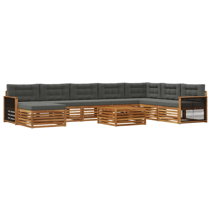 Ensemble de canapés d'extérieur 9 pcs Naturel et Anthracite - 2