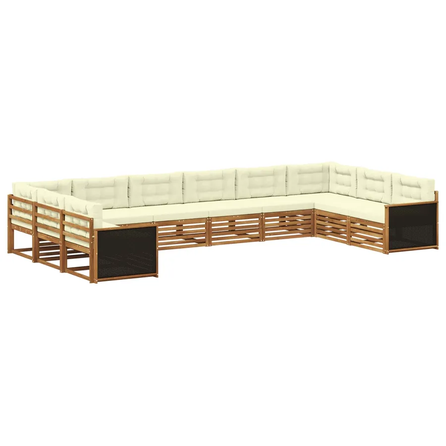 Ensembles de canapés avec coussin 10 pcs Bois d'Acacia Massif - 2
