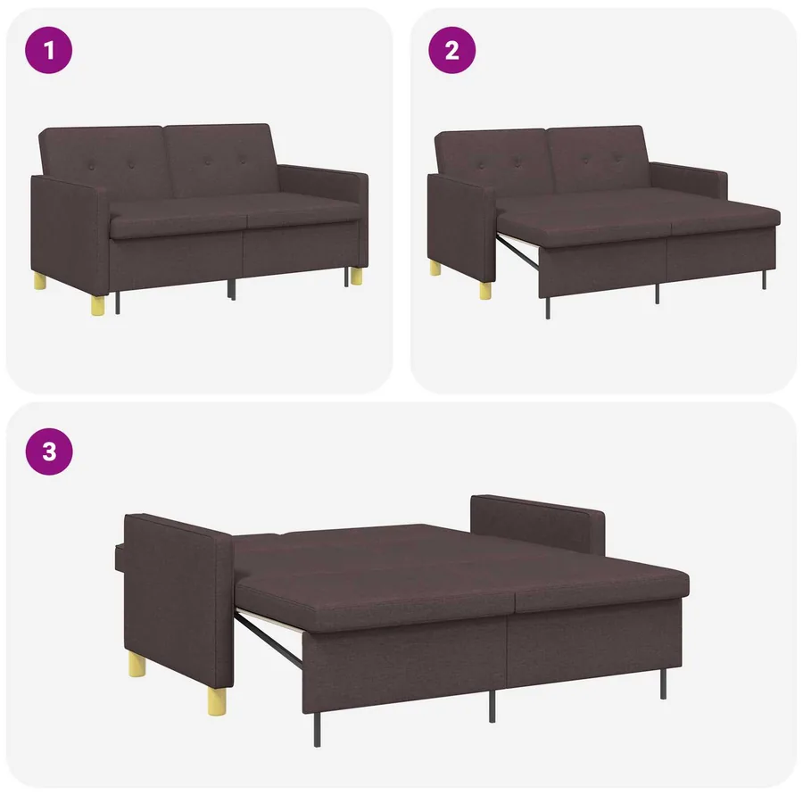 Canapé-lit escamotable Marron foncé Tissu - 12