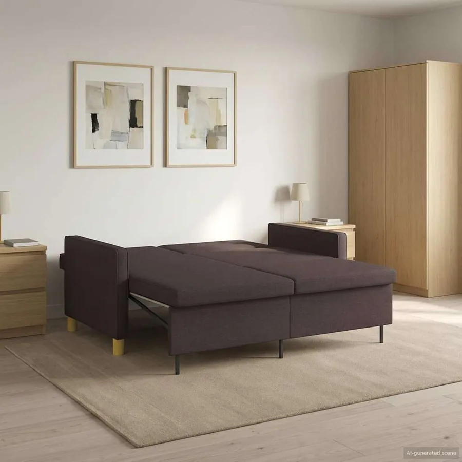 Canapé-lit escamotable Marron foncé Tissu - 3