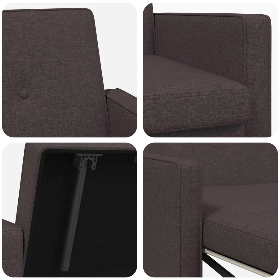 Canapé-lit escamotable Marron foncé Tissu - 8