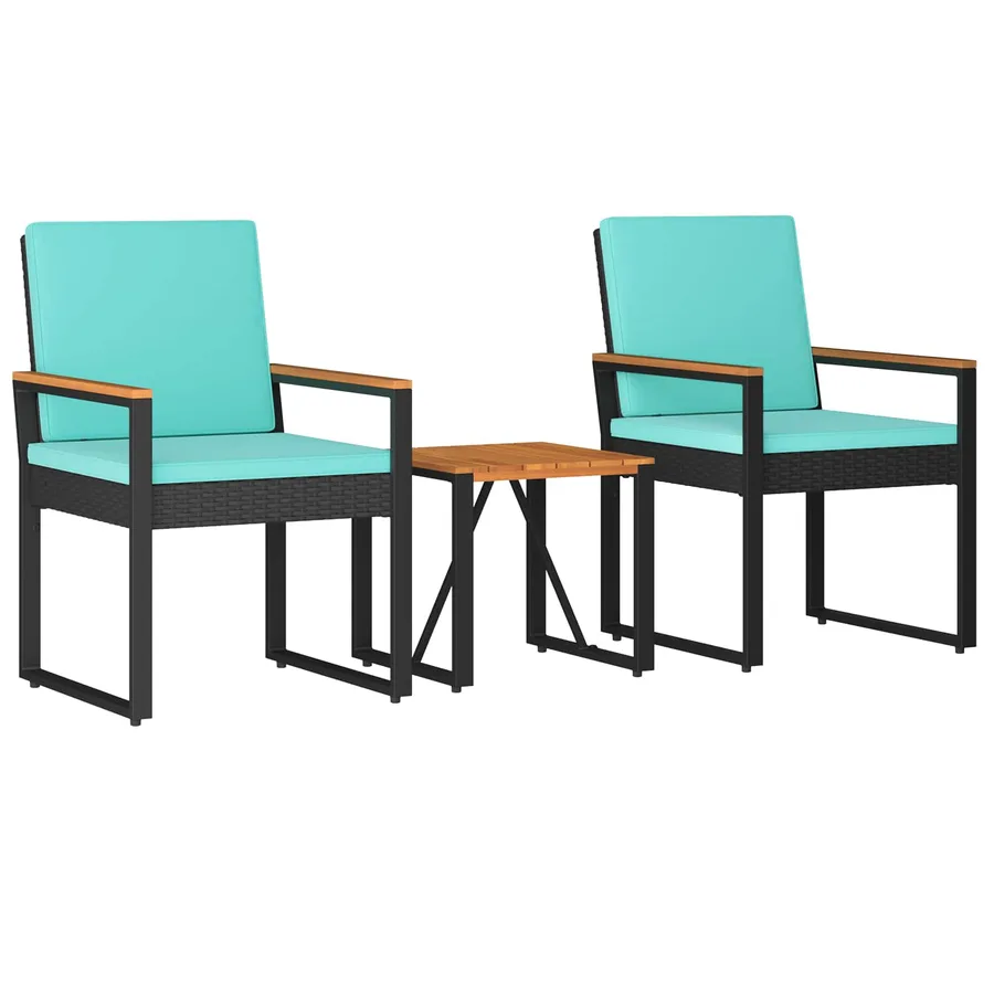 Ensemble de meubles d'extérieur 3 pcs Noir et turquoise - 2