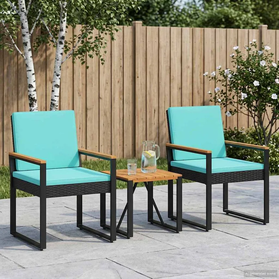 Ensemble de meubles d'extérieur 3 pcs Noir et turquoise - 3