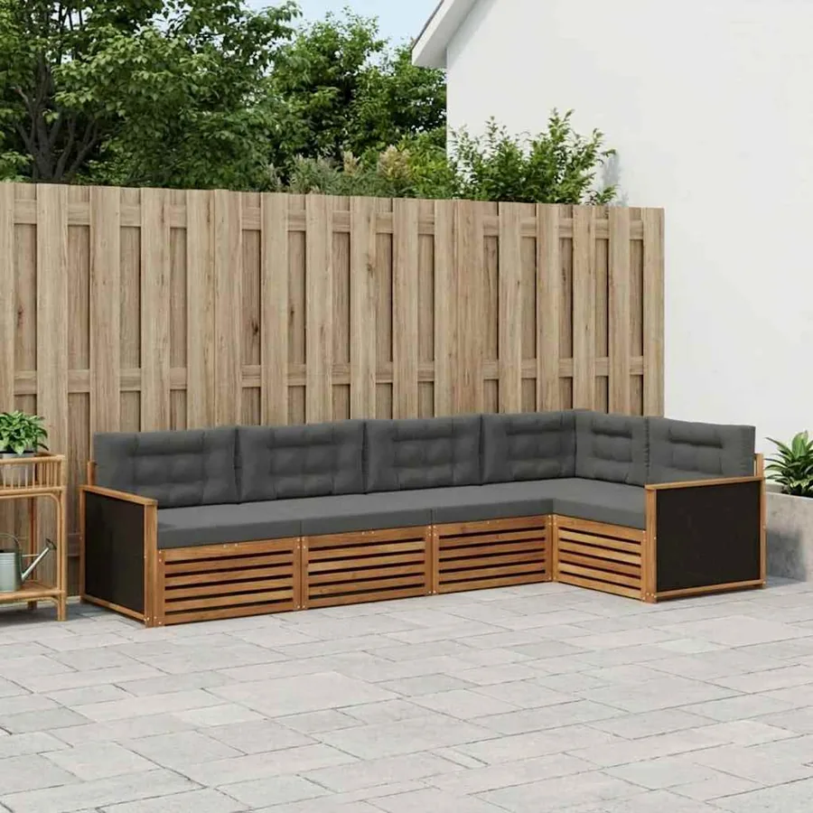 Ensemble de canapés d'extérieur 5 pcs Naturel et Anthracite
