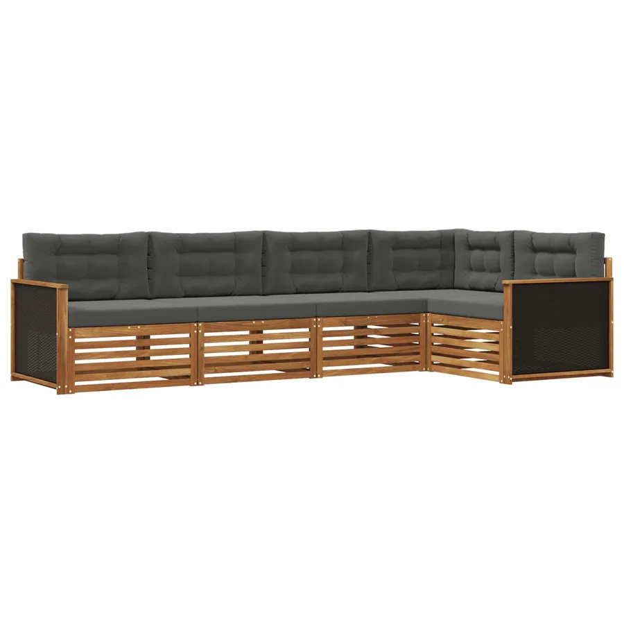 Ensemble de canapés d'extérieur 5 pcs Naturel et Anthracite - 2