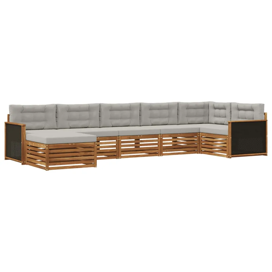Ensemble de canapés d'extérieur 7 pcs Naturel et gris clair - 2