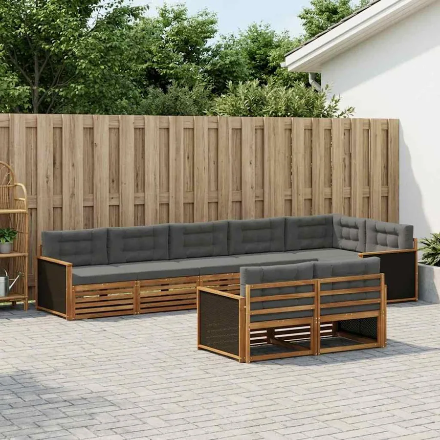 Ensemble de canapés d'extérieur 8 pcs Naturel et Anthracite