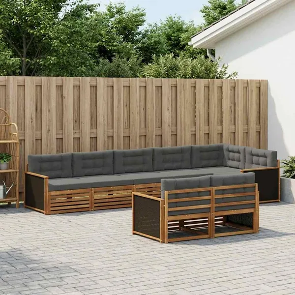 Ensemble de canapés d'extérieur 8 pcs Naturel et Anthracite