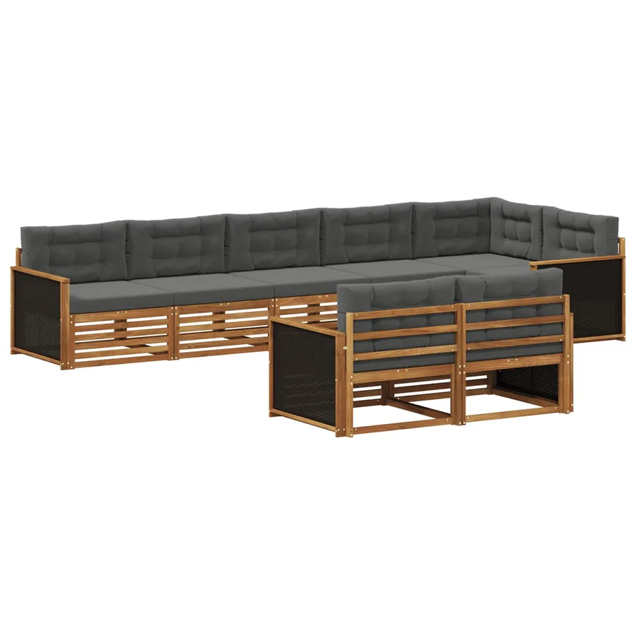 Ensemble de canapés d'extérieur 8 pcs Naturel et Anthracite - 2