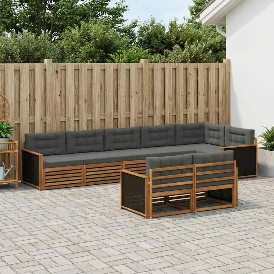 Ensemble de canapés d'extérieur 8 pcs Naturel et Anthracite - 3