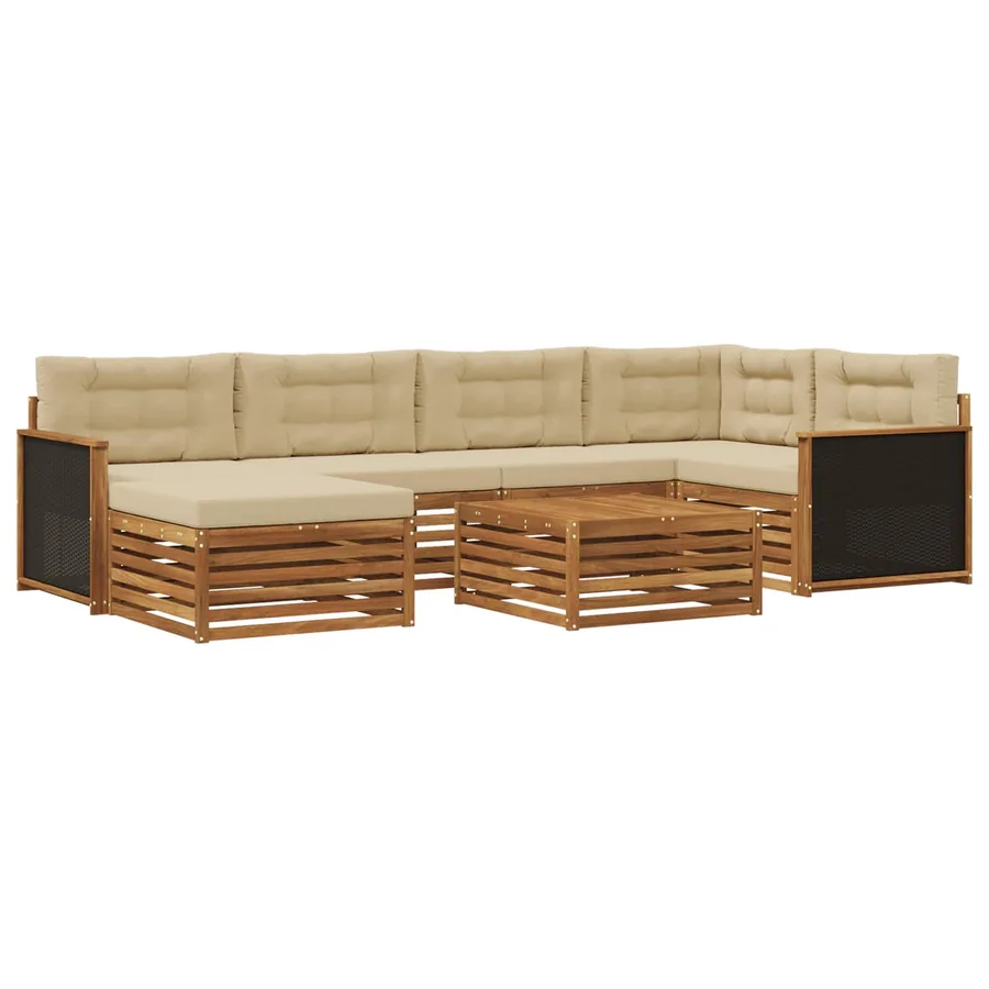Ensemble de canapés d'extérieur 7 pcs Naturel et Beige - 2