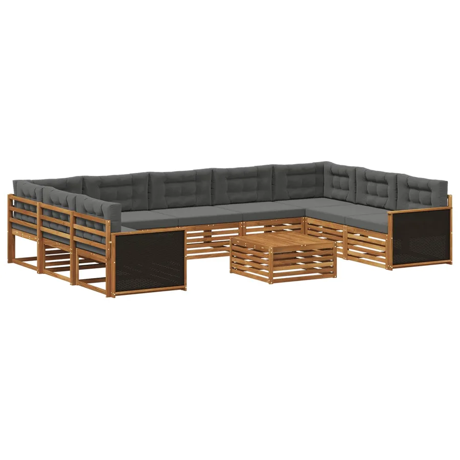 Ensemble de canapés d'extérieur 10 pcs Naturel et Anthracite - 2