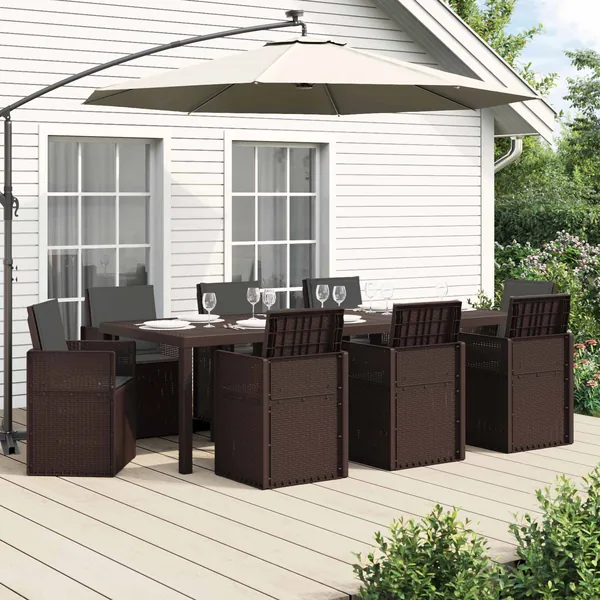 Ensemble de salle à manger pour jardin avec coussin 9 pcs PP
