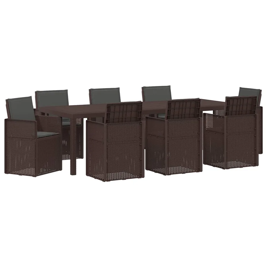 Ensemble de salle à manger pour jardin avec coussin 9 pcs PP - 2