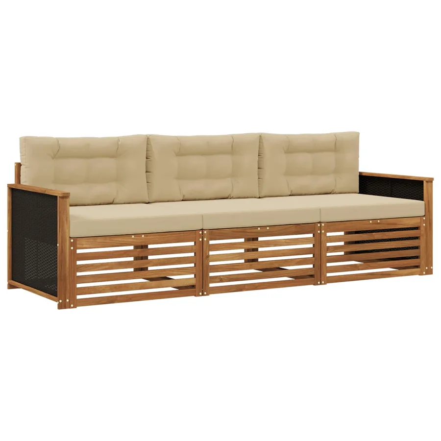 Ensemble de canapés d'extérieur 3 pcs Naturel et Beige - 2