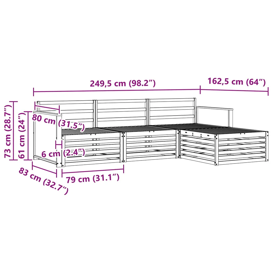 Ensemble de canapés d'extérieur 4 pcs Naturel - 7
