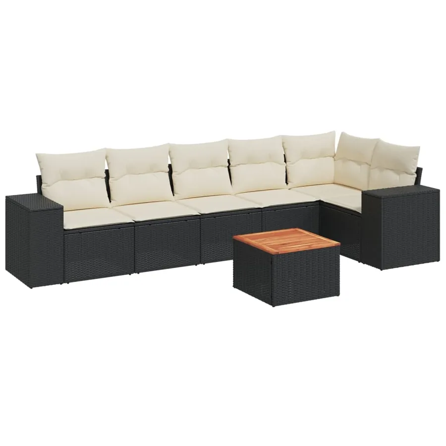 Salon de jardin 7 pcs avec coussins noir résine tressée 62 x 62 x 69 cm - 58,0 kg - 2