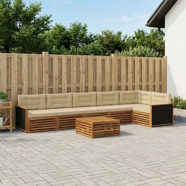 Ensemble de canapés d'extérieur 7 pcs Naturel et Beige