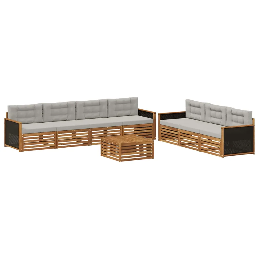 Ensemble de canapés d'extérieur 8 pcs Naturel et gris clair - 2