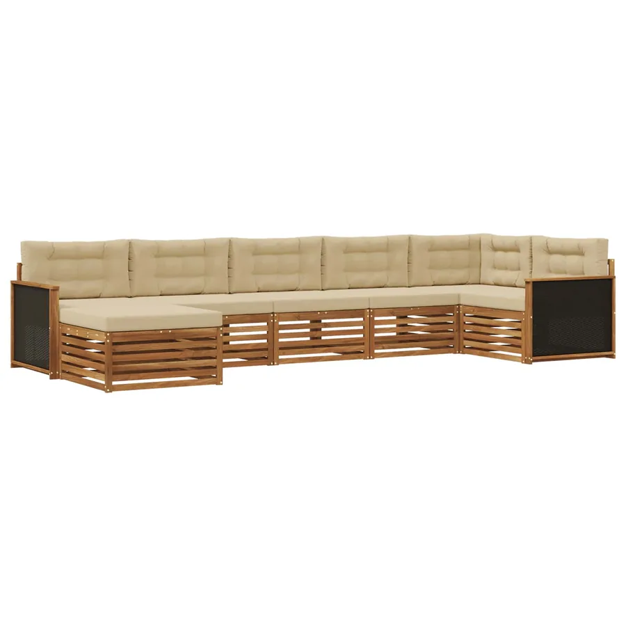 Ensemble de canapés d'extérieur 7 pcs Naturel et Beige - 2
