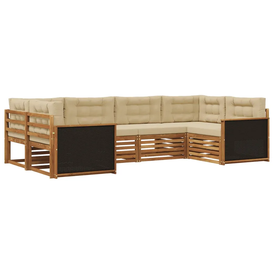Ensemble de canapés d'extérieur 6 pcs Naturel et Beige - 2