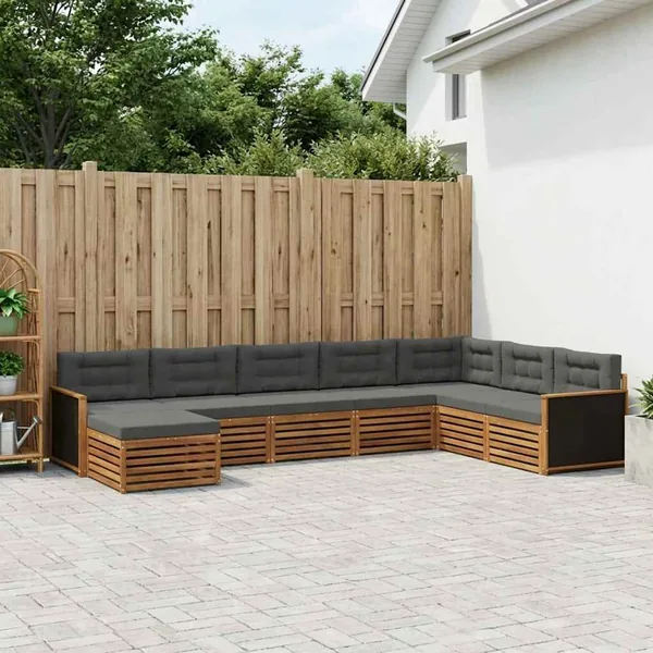 Ensemble de canapés d'extérieur 8 pcs Naturel et Anthracite