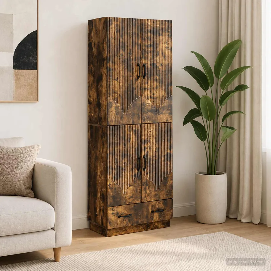Ensemble de Meubles 2 pcs Chêne fumé Bois d'ingénierie