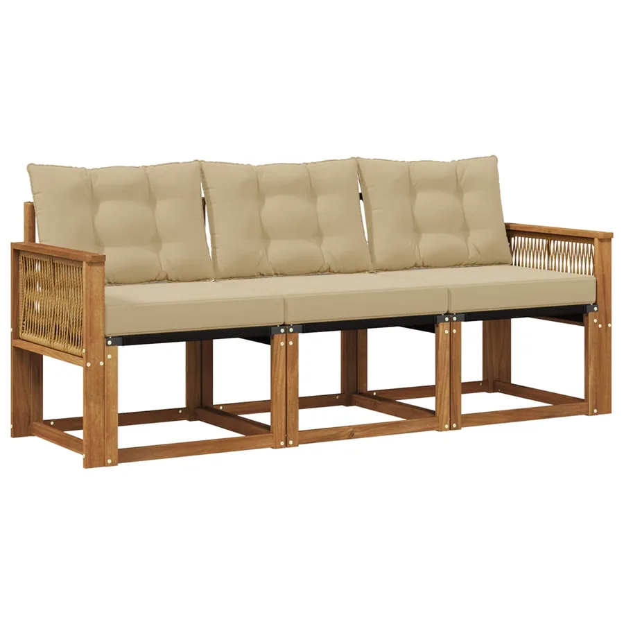 Ensemble de canapés d'extérieur 3 pcs Naturel et Beige - 2