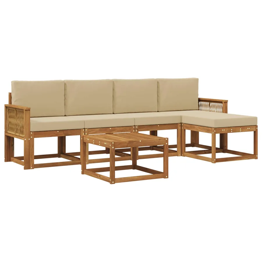 Ensemble de canapés d'extérieur 6 pcs Naturel et Beige - 2