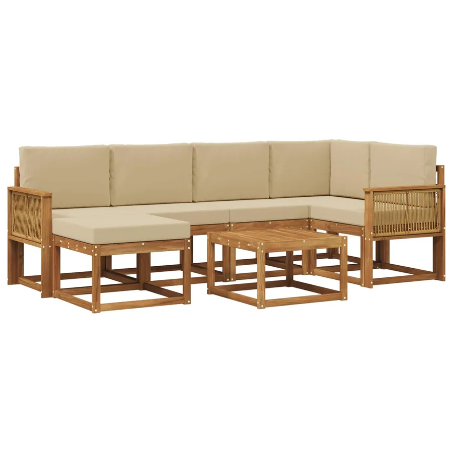 Ensemble de canapés d'extérieur 7 pcs Naturel et Beige - 2