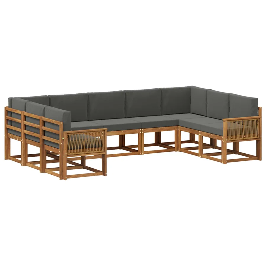 Ensemble de canapés d'extérieur 9 pcs Naturel et Anthracite - 2