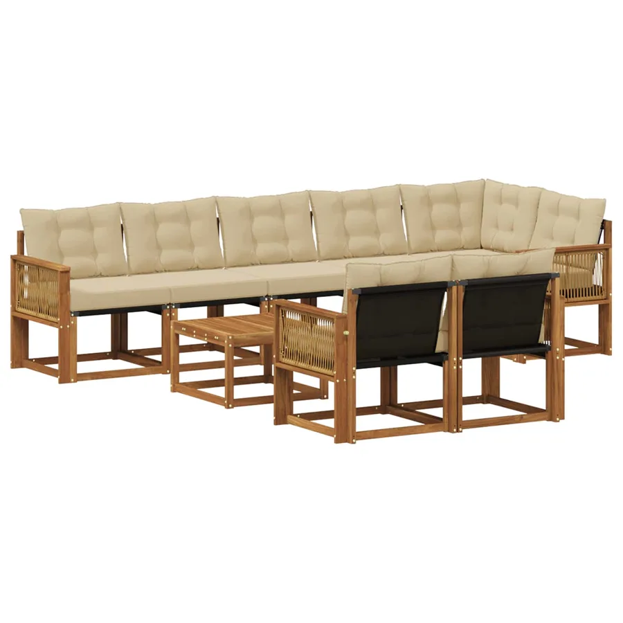 Ensemble de canapés d'extérieur 9 pcs Naturel et Beige - 2