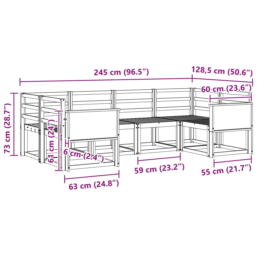 Ensemble de canapés d'extérieur 6 pcs Naturel - 6