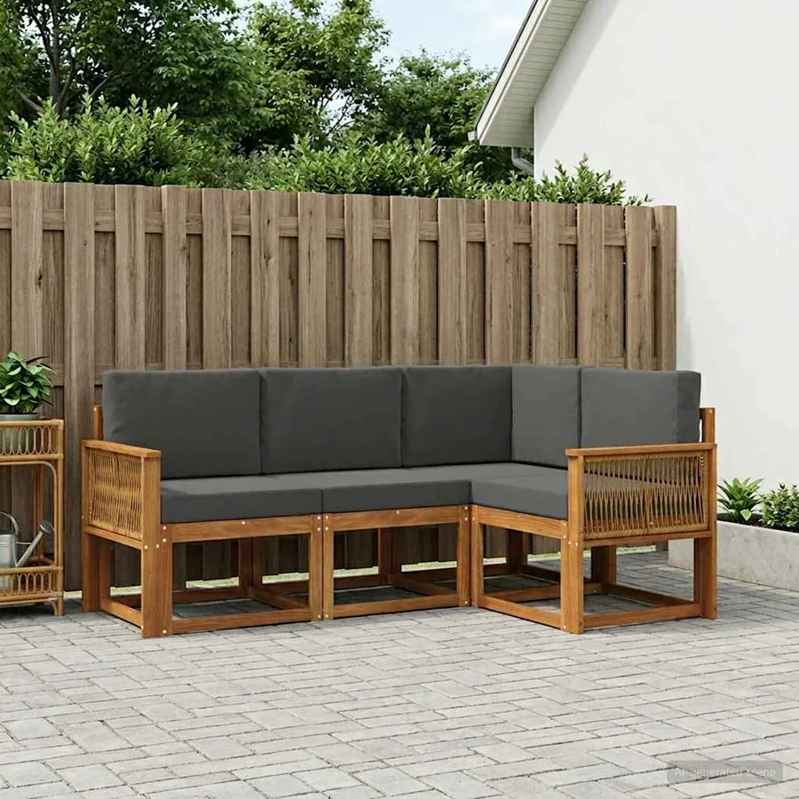 Ensemble de canapés d'extérieur 4 pcs Naturel et Anthracite