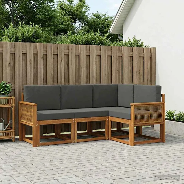Ensemble de canapés d'extérieur 4 pcs Naturel et Anthracite