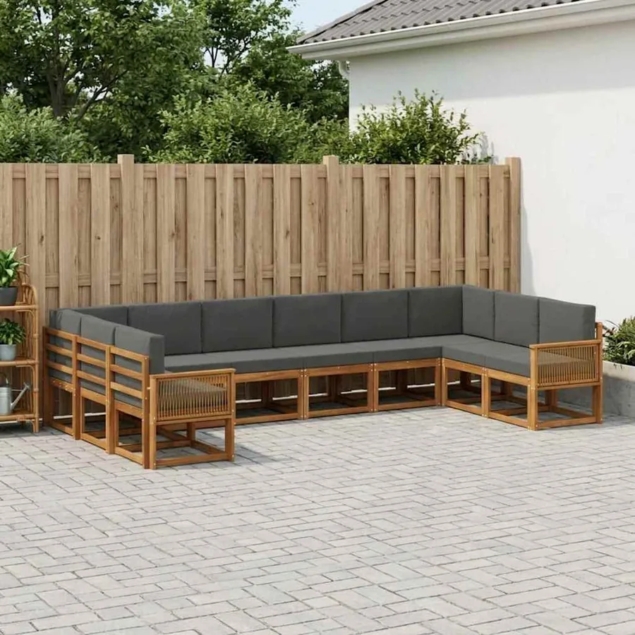 Ensemble de canapés d'extérieur 10 pcs Naturel et Anthracite
