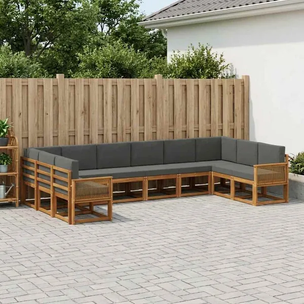 Ensemble de canapés d'extérieur 10 pcs Naturel et Anthracite